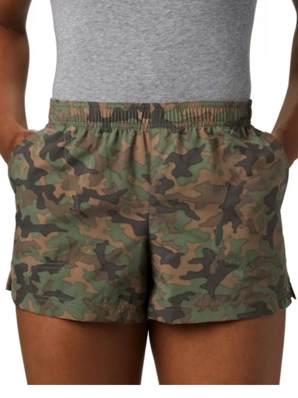 Women's Columbia Camo Athletic Shorts - Olive/Brown
